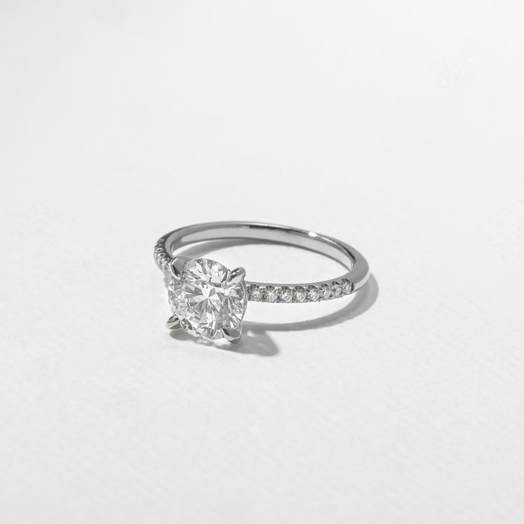 Grace Round Solitaire with Pavé in 14k White Gold – view 2