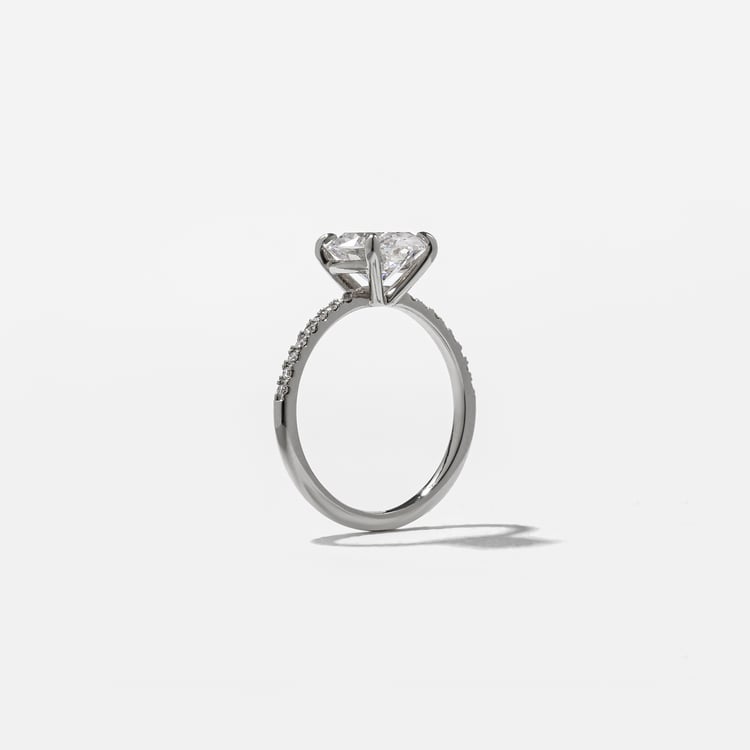 Grace Round Solitaire with Pavé in 14k White Gold – view 5