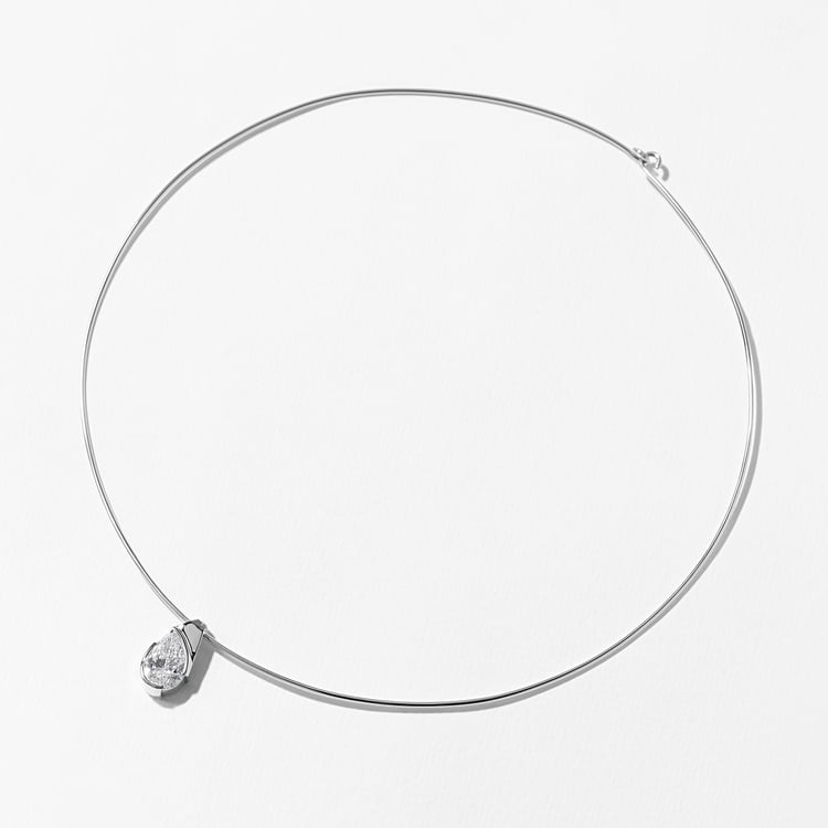 Rhodes Pear Diamond Collar in 14k White Gold