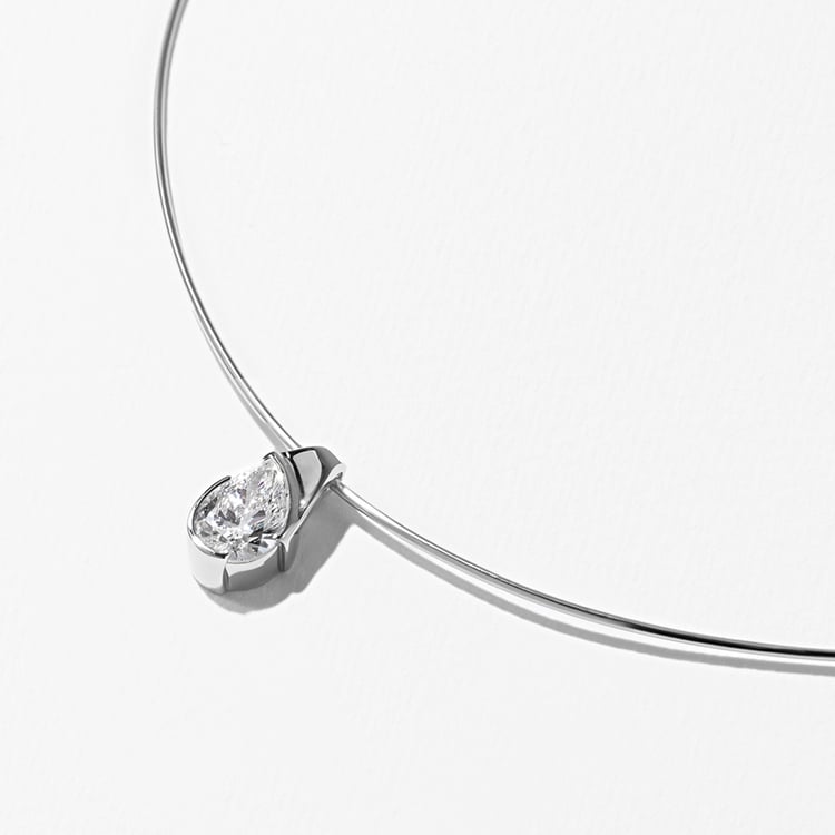 Rhodes Pear Diamond Collar in 14k White Gold – view 2