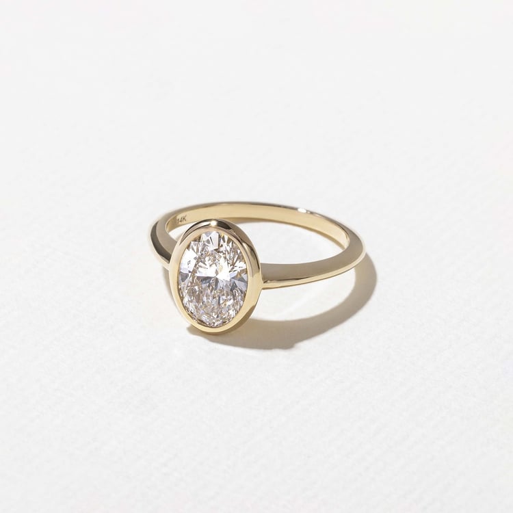 Bailey Oval Solitaire in 18k Yellow Gold – view 2