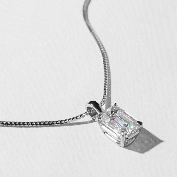 Capri Emerald-Cut Diamond Necklace in 14k White Gold – view 2