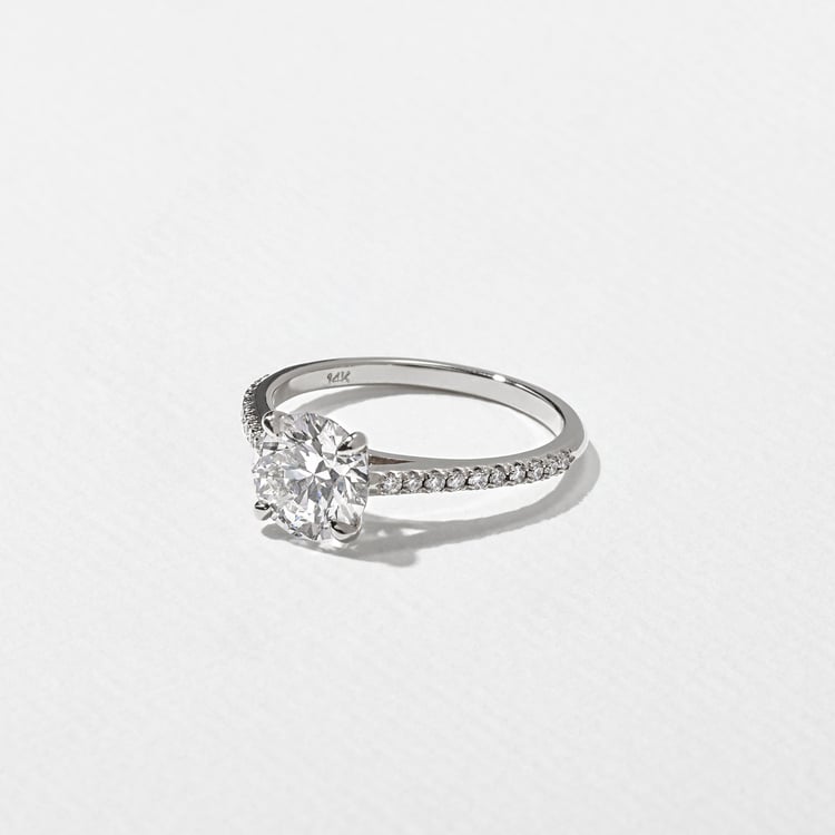 Iris Round Solitaire with Pavé in 14k White Gold – view 2