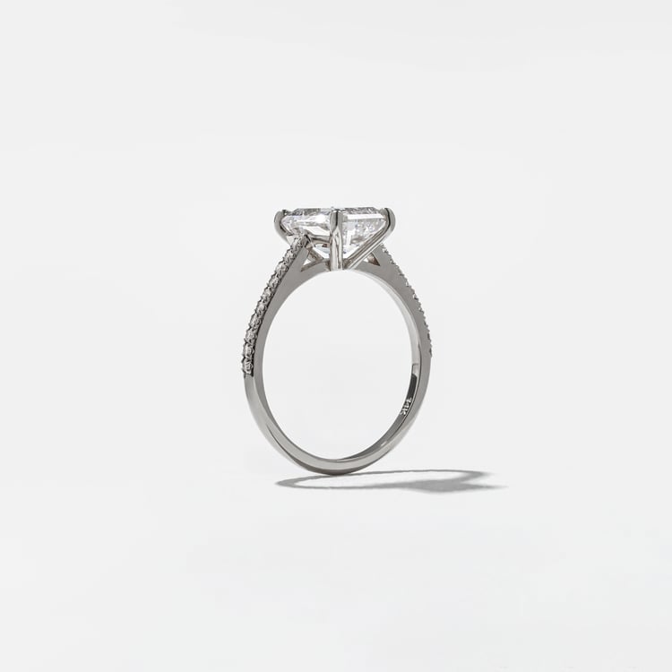 Iris Emerald-Cut Solitaire with Pavé in 18k White Gold – view 5