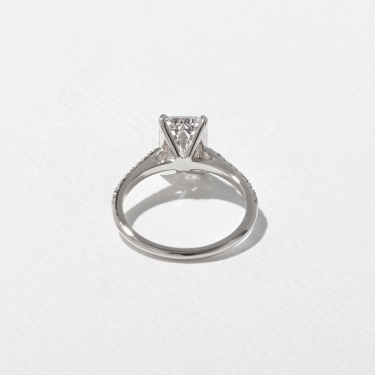 Iris Emerald-Cut Solitaire with Pavé in 18k White Gold – view 4