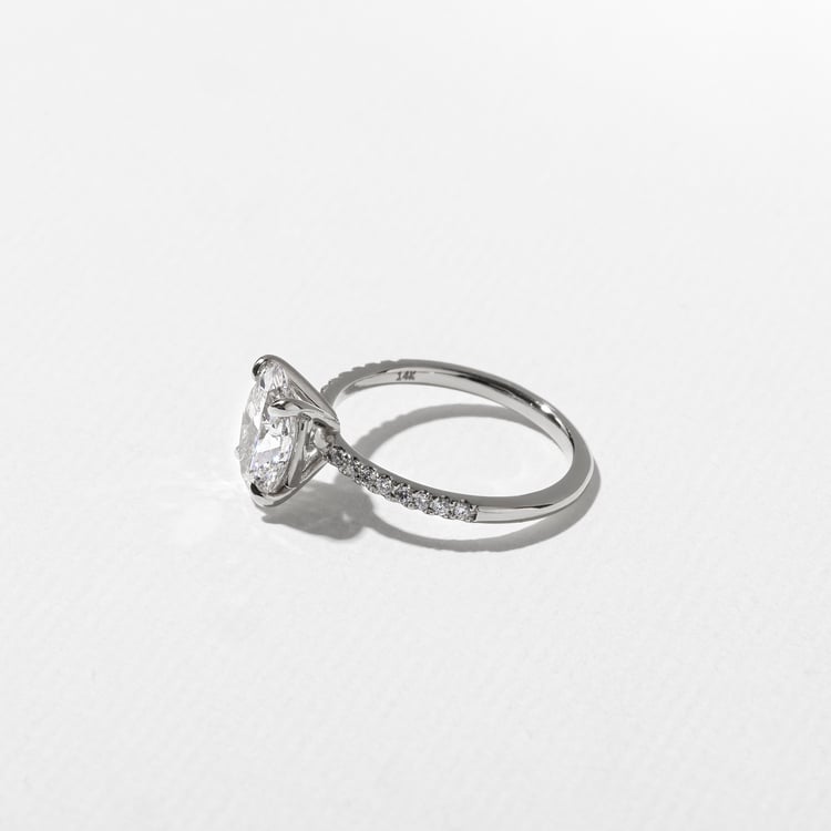 Grace Oval Solitaire with Pavé in 14k White Gold – view 3
