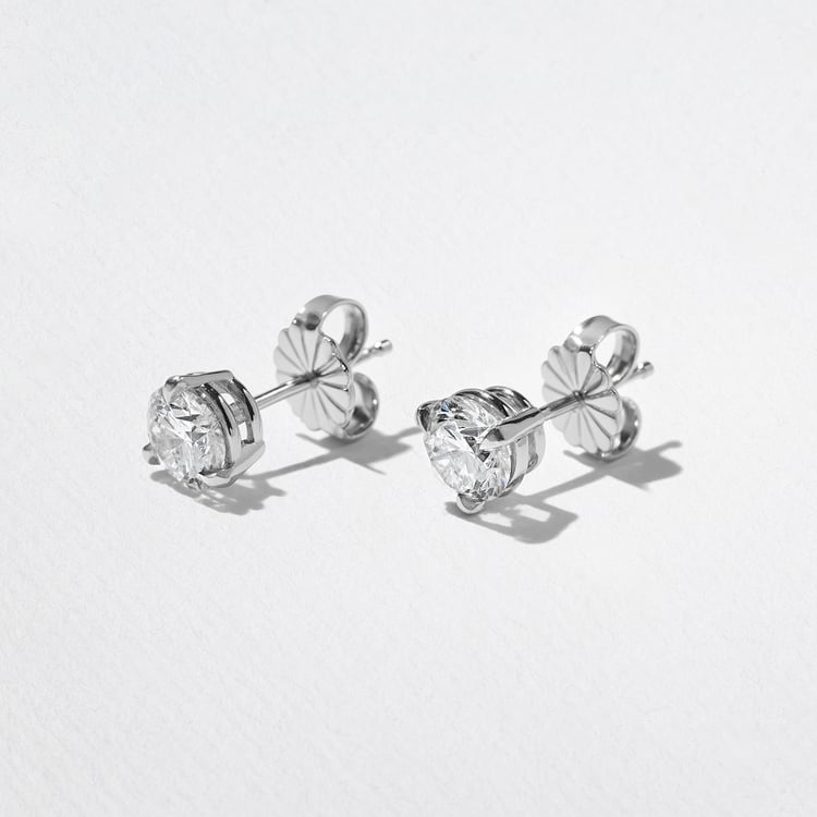 1.00ct Classic Round Diamond Studs in 14k White Gold – view 2