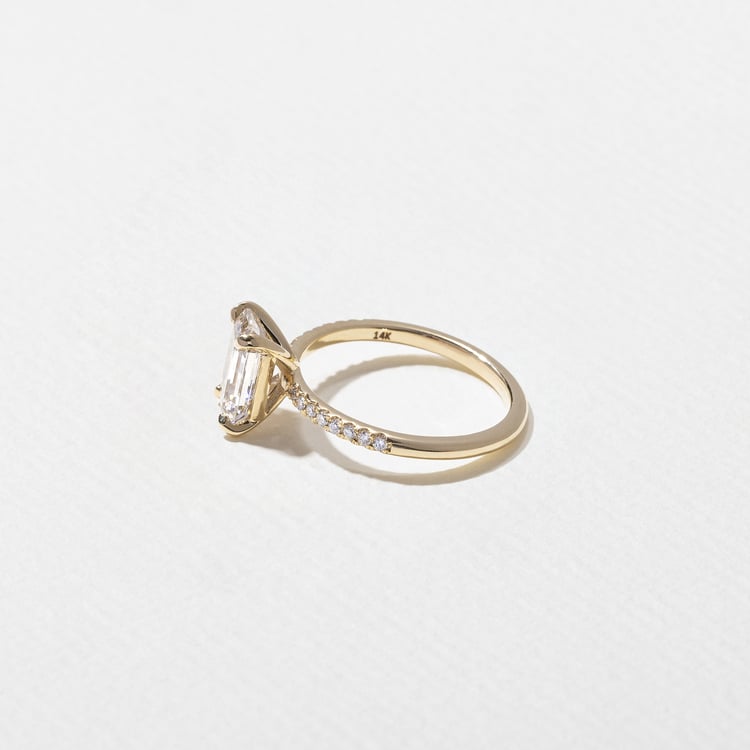 Grace Emerald-Cut Solitaire with Pave in 18k Yellow Gold – view 3