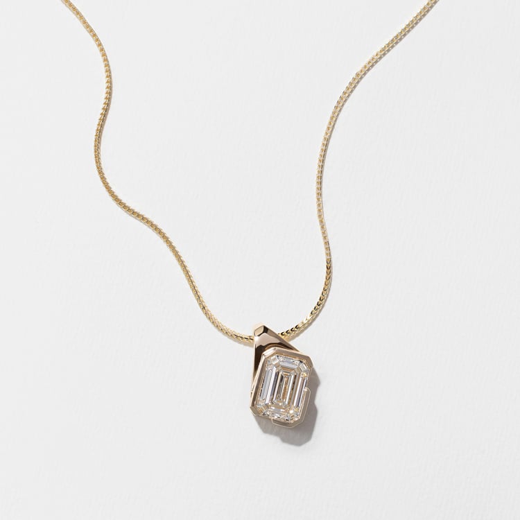 Rhodes Emerald-Cut Diamond Pendant in 14k Yellow Gold – view 2