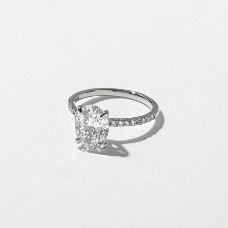Grace Oval Solitaire with Pavé in Platinum – view 2