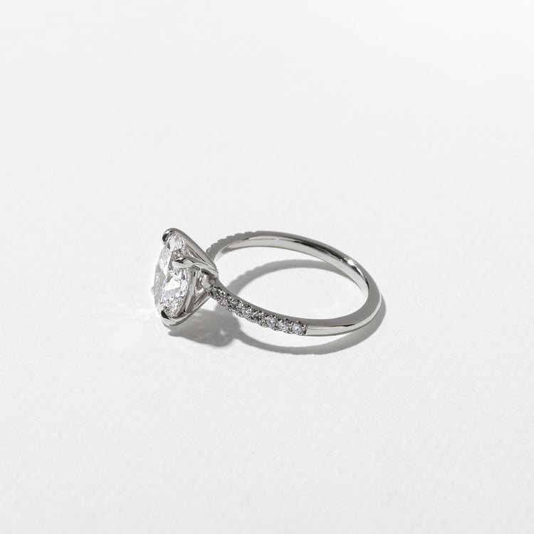 Grace Oval Solitaire with Pavé in Platinum – view 3