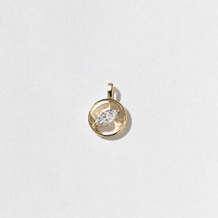 Cairo Marquise Diamond Pendant in 14k Yellow Gold