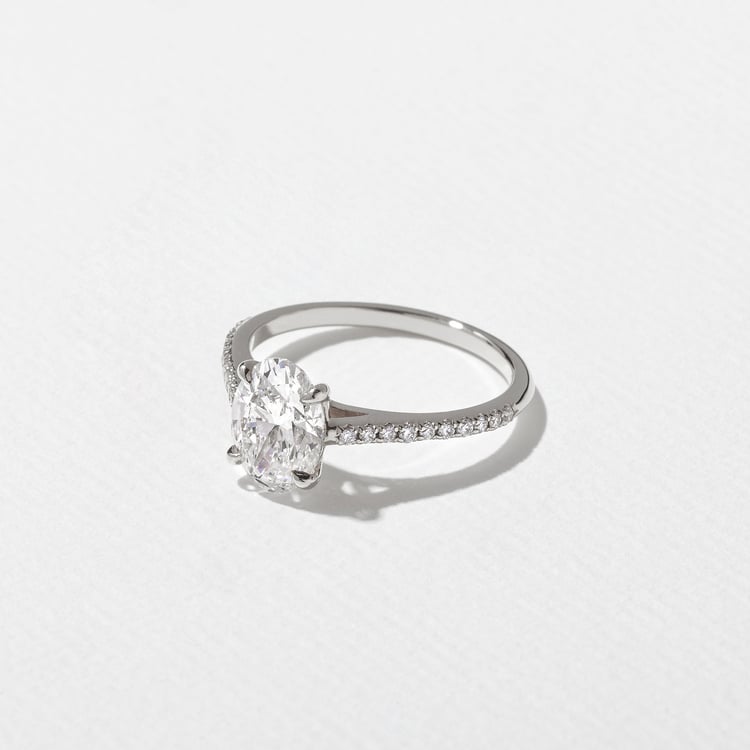Iris Oval Solitaire with Pavé in Platinum – view 2