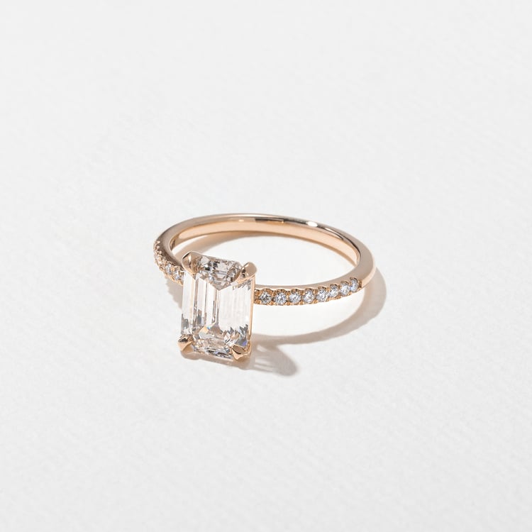 Grace Emerald-Cut Solitaire with Pave in 14k Rose Gold – view 2