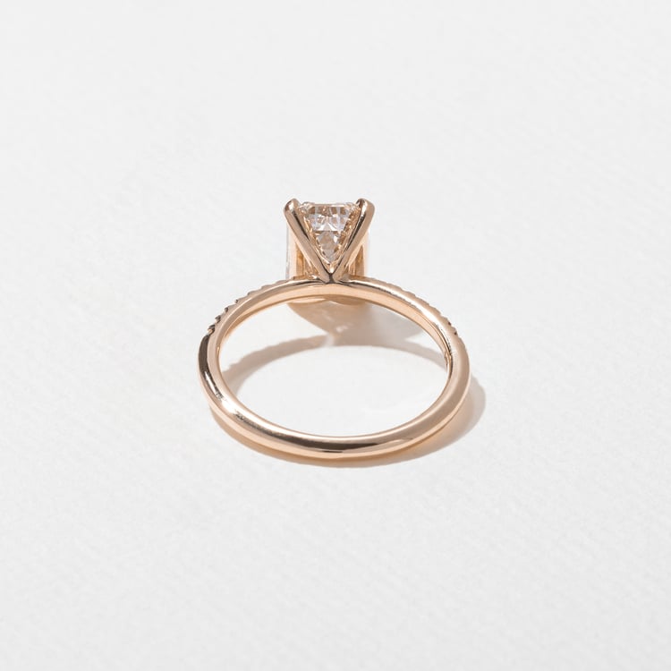 Grace Emerald-Cut Solitaire with Pave in 14k Rose Gold – view 4
