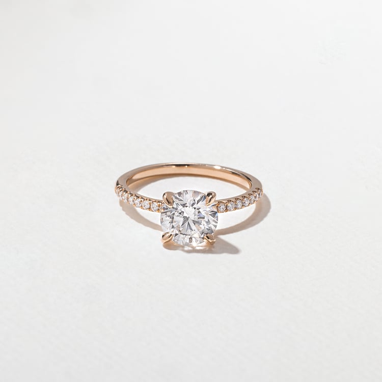 Grace Round Solitaire with Pavé in 14k Rose Gold