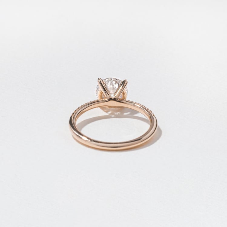 Grace Round Solitaire with Pavé in 14k Rose Gold – view 4