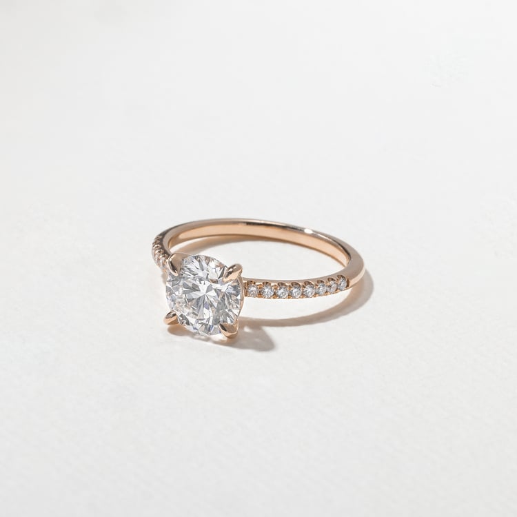Grace Round Solitaire with Pavé in 14k Rose Gold – view 2