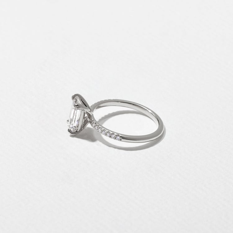 Grace Emerald-Cut Solitaire with Pave in Platinum – view 3