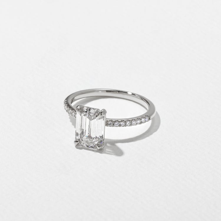 Grace Emerald-Cut Solitaire with Pave in Platinum – view 2