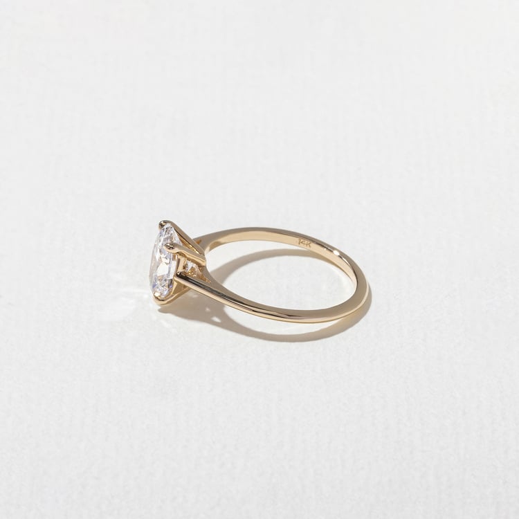 Iris Oval Solitaire in 14k Yellow Gold – view 3