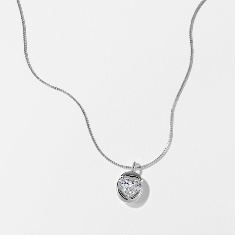 Delphi Heart Diamond Pendant in 14k White Gold – view 3