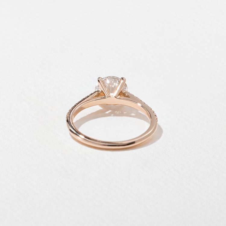 Iris Round Solitaire with Pavé in 14k Rose Gold – view 4