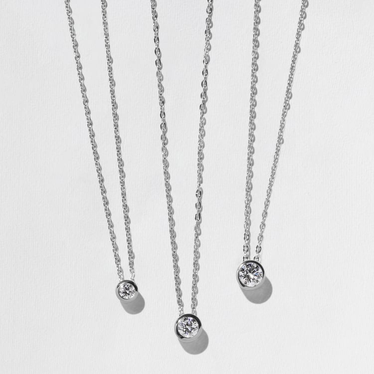 Monaco 0.75ct Bezel-Set Round Diamond Necklace in 14k White Gold – view 4