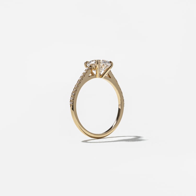 Iris Oval Solitaire with Pavé in 14k Yellow Gold – view 5