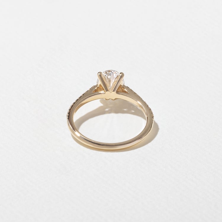 Iris Oval Solitaire with Pavé in 14k Yellow Gold – view 4