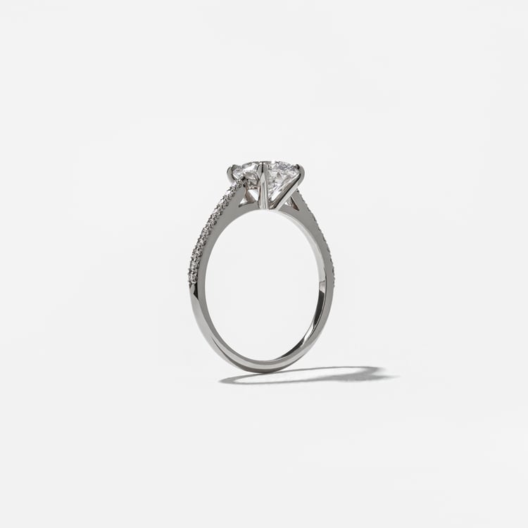 Iris Round Solitaire with Pavé in Platinum – view 5