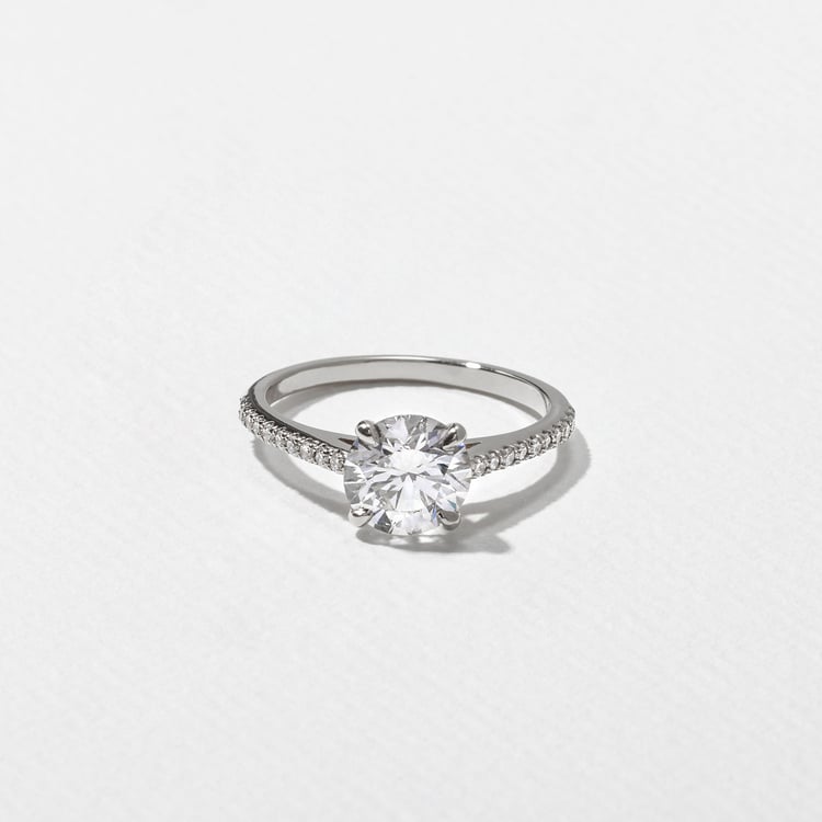 Iris Round Solitaire with Pavé in Platinum