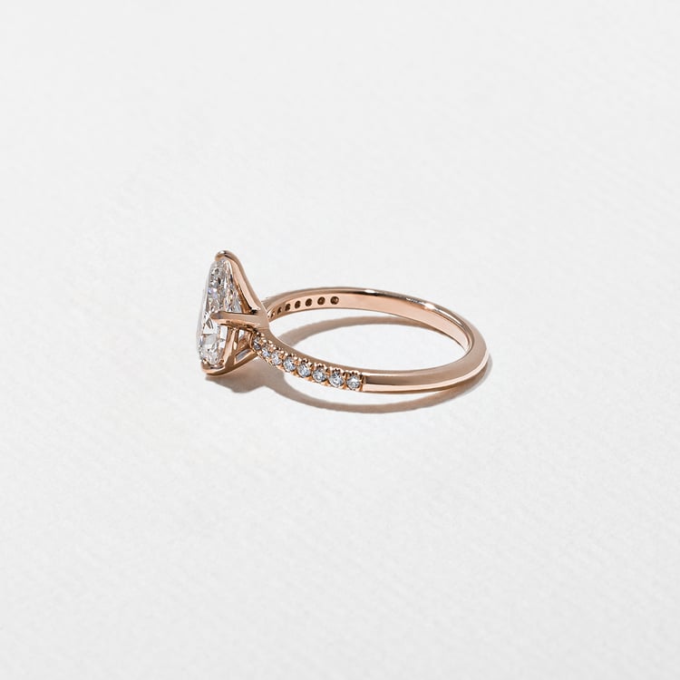 Grace Pear Solitaire with Pavé in 14k Rose Gold – view 3
