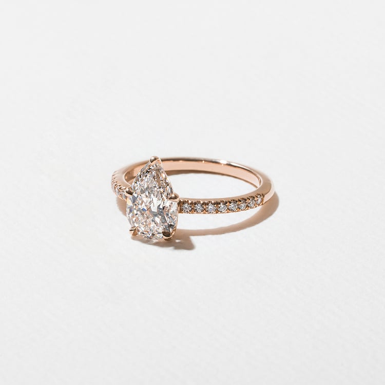 Grace Pear Solitaire with Pavé in 14k Rose Gold – view 2