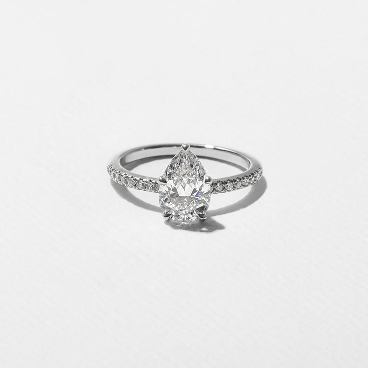 Grace Pear Solitaire with Pavé in 18k White Gold