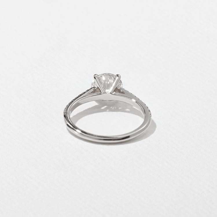 Iris Round Solitaire with Pavé in 18k White Gold – view 4