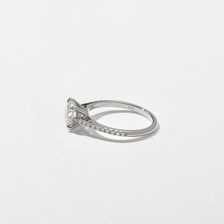 Iris Round Solitaire with Pavé in 18k White Gold – view 3