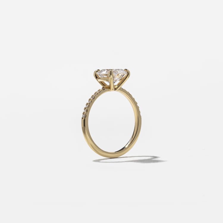 Grace Round Solitaire with Pavé in 14k Yellow Gold – view 5