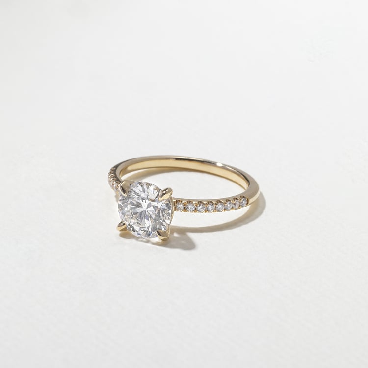 Grace Round Solitaire with Pavé in 14k Yellow Gold – view 2