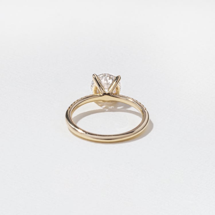 Grace Round Solitaire with Pavé in 14k Yellow Gold – view 4