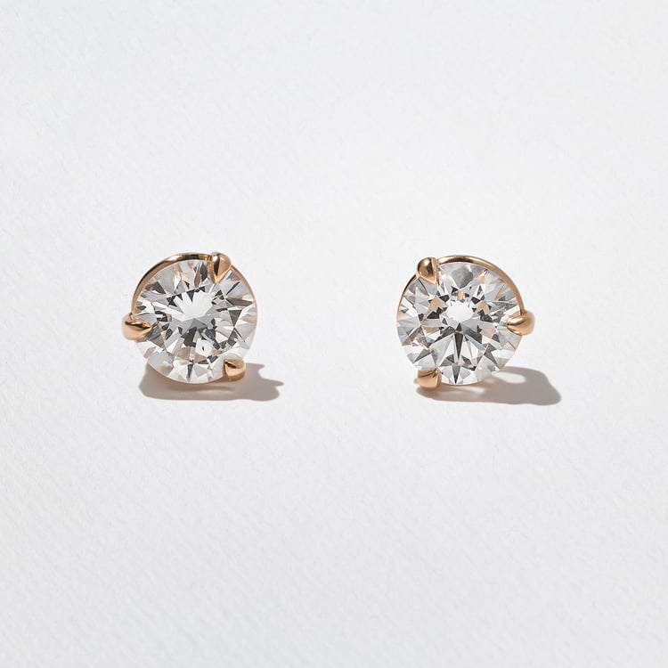 1.00ct Classic Round Diamond Studs in 14k Rose Gold