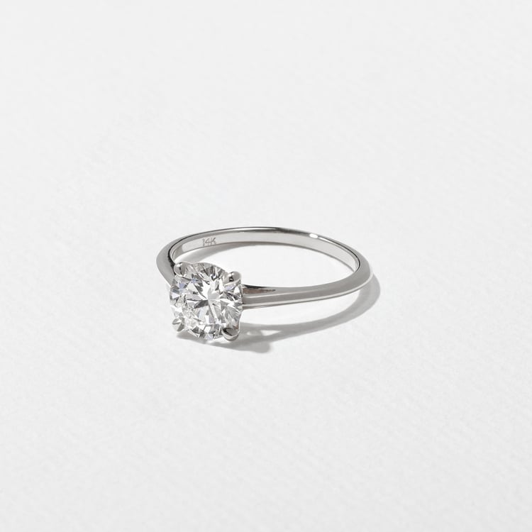 Iris Round Solitaire in 18k White Gold – view 2