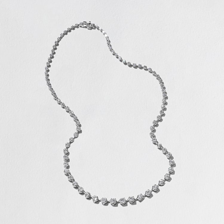 Hampton 6.75ct Graduating Diamond Tennis Necklace in 14k White Gold