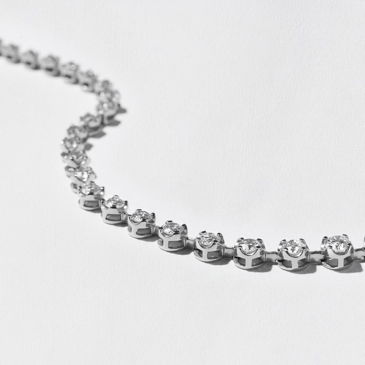 Hampton 6.75ct Graduating Diamond Tennis Necklace in 14k White Gold – view 2