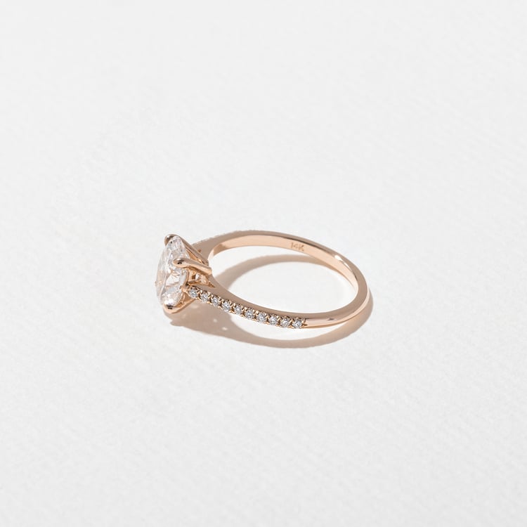 Iris Oval Solitaire with Pavé in 14k Rose Gold – view 3