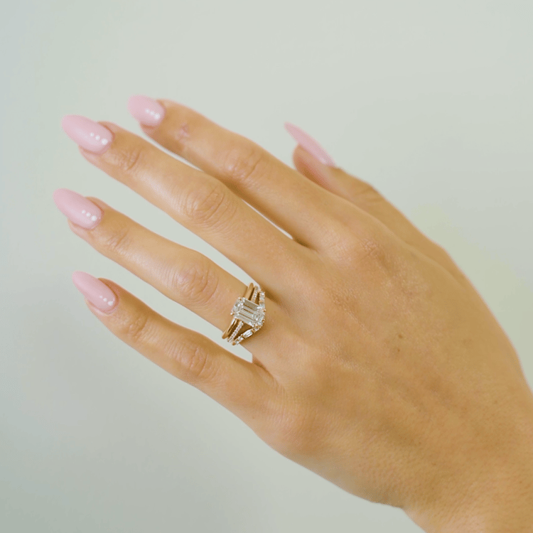 Iris Emerald-Cut Solitaire with Pavé in 14k Yellow Gold – video thumbnail