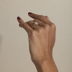 Iris Emerald-Cut Solitaire with Pavé in 14k Yellow Gold – view 7 thumbnail