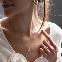 Rhodes Oval Diamond Necklace in 14k Yellow Gold – view 2 thumbnail