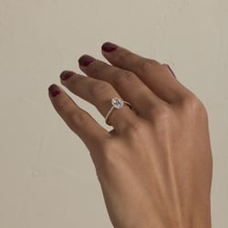 Iris Oval Solitaire with Pavé in 14k Yellow Gold – view 7 thumbnail
