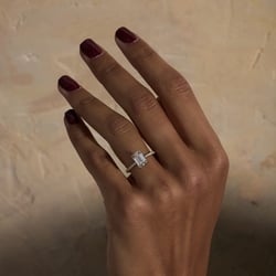 Grace Emerald-Cut Solitaire with Pave in 14k Yellow Gold – view 7 thumbnail